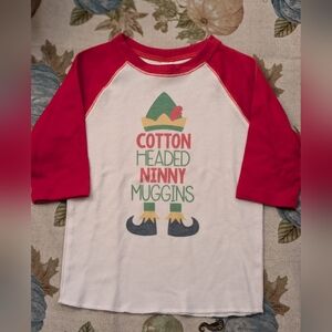 Kids Elf Graphic Christmas Raglan Shirt